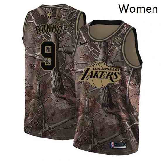 Womens Nike Los Angeles Lakers 9 Rajon Rondo Swingman Camo Realtree Collection NBA Jersey